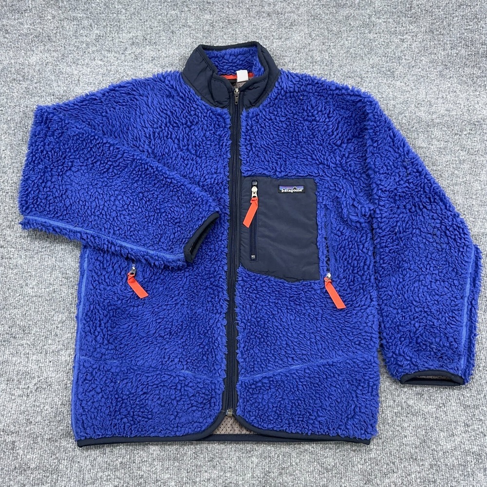 Vintage Patagonia Jacket Men S (Youth XL) Cobalt Blue Retro X Deep Pile USA Made - Picture 2 of 15